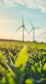 Foto de paisagem com turbinas eólicas ao fundo